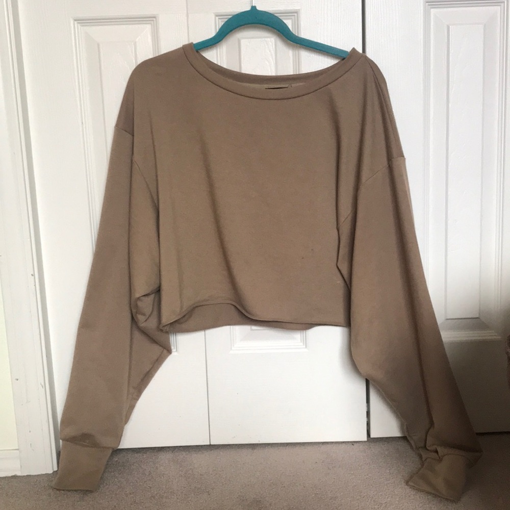 Beige SHEIN long sleeve crop top